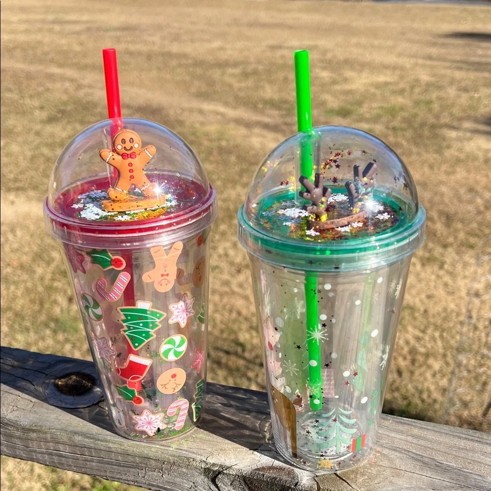Festive Holiday Tumbler with Straw 16oz - Picture 1 of 5